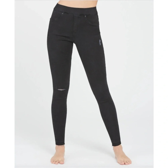 Spanx Vintage Black Distressed Ankle Stretch Skinny Jeans 20213 Small - Picture 1 of 8